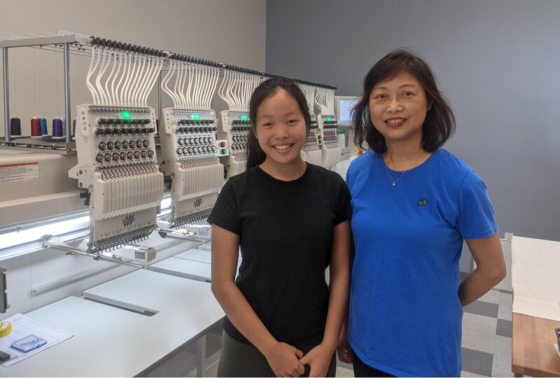 Isabella He with the founder of Turtleworks embroidery, Sherry Meng