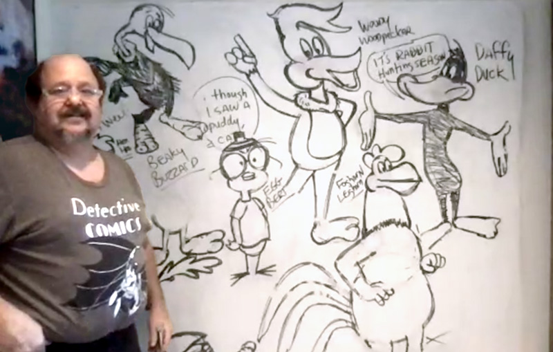Alan Bessen, who has been volunteering for more than two years, enjoys teaching cartooning via Zoom