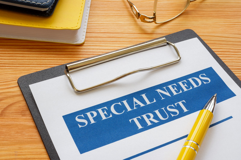Special needs trust application with clipboard and notepad