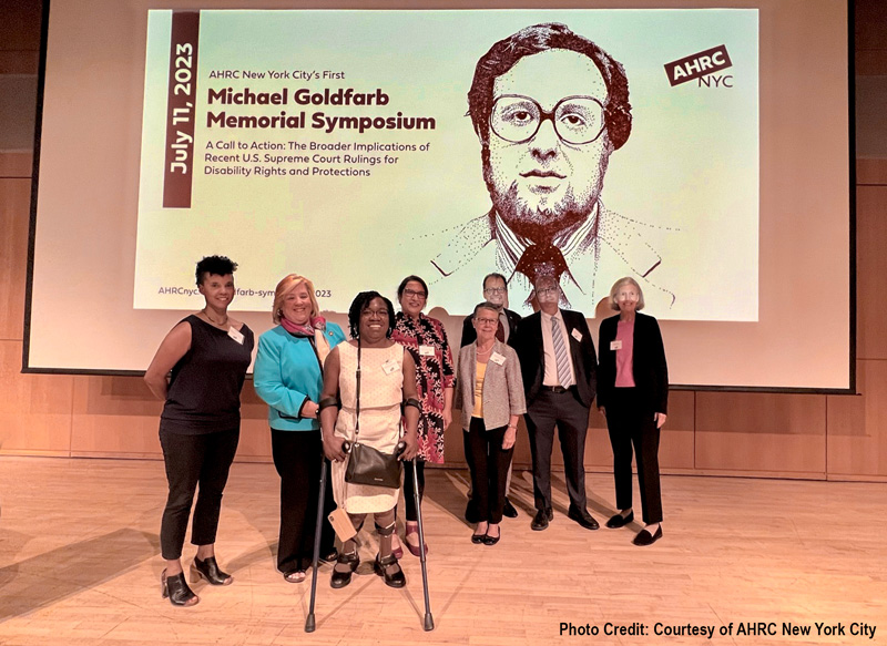 Panelists, moderators, responders and planning committee members of AHRC New York City's First Michael Goldfarb Memorial Symposium at the CUNY Graduate Center