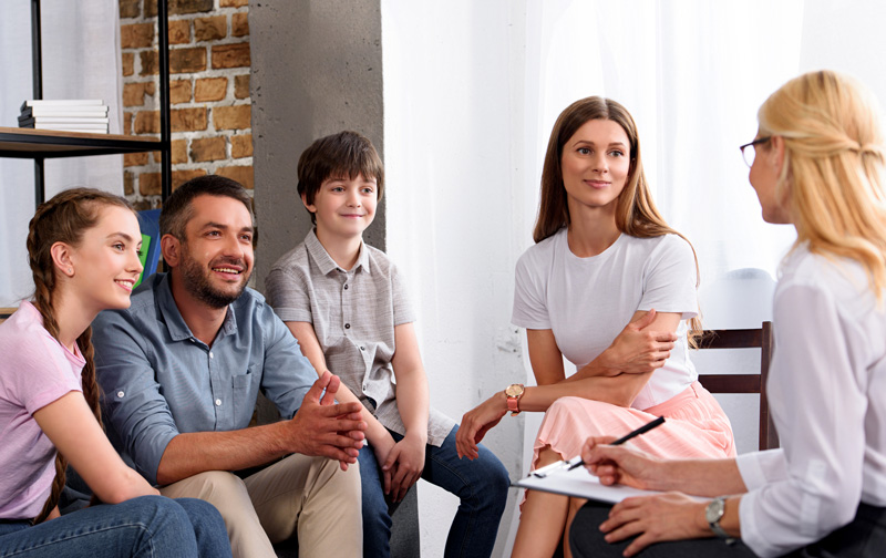 A family meeting with a counselor to plan for the future