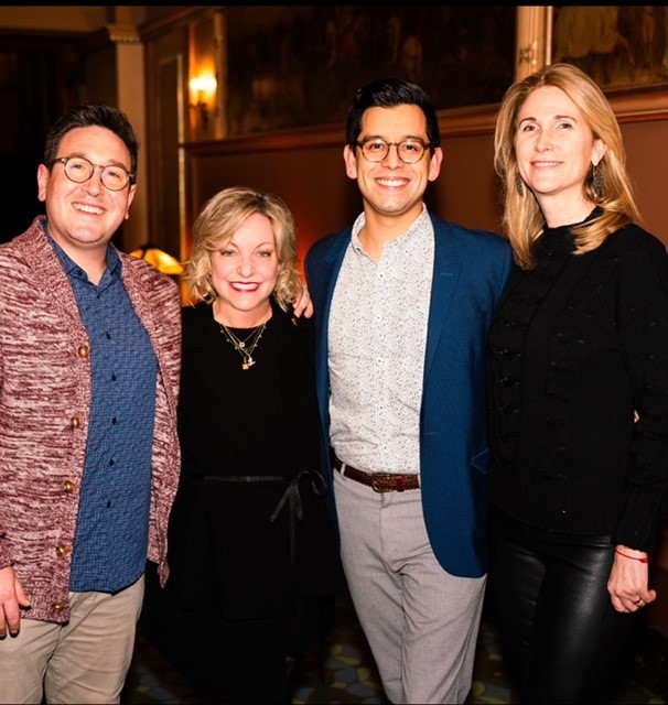 Linda J. Walder with the “How to Dance in Ohio” producers (L to R: Ben Holtzman, Sammy Lopez, and Fiona Howe Rudin