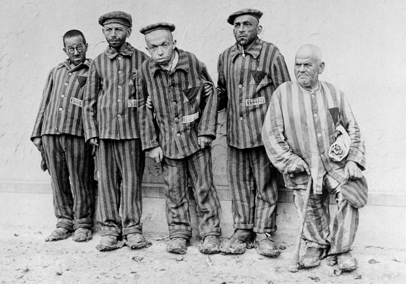 Five handicapped Jewish prisoners, photographed for propaganda purposes, who arrived in Buchenwald, Germany after Kristallnacht.Credit: Wikimedia Commons