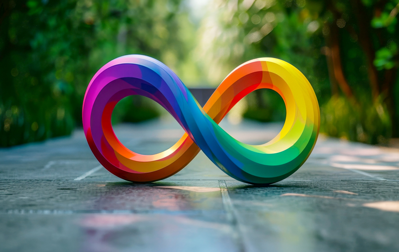 Rainbow colored infinity symbol of neurodiversity