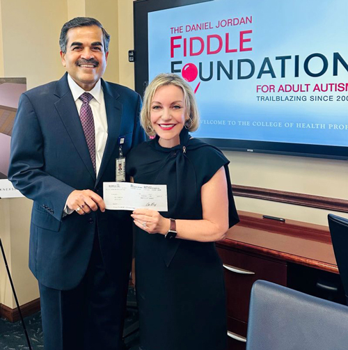 Dr. Zoher Kapasi, Dean of MUSC College of Health Professions and Linda J Walder, CEO of The Daniel Jordan Fiddle Foundation