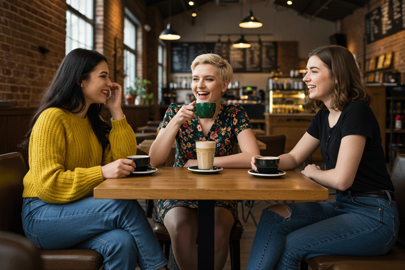 AI Image Female Friends at Coffee Shop