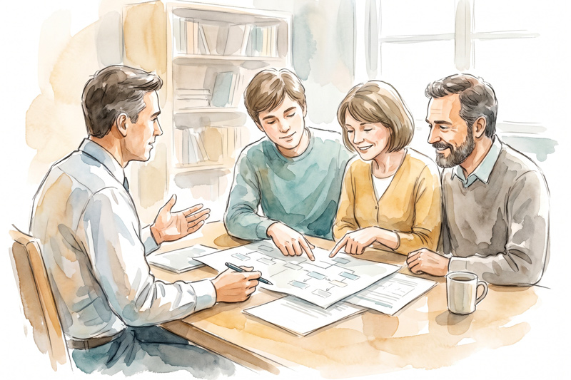 Family Meeting With Financial Advisor About Trust Planning