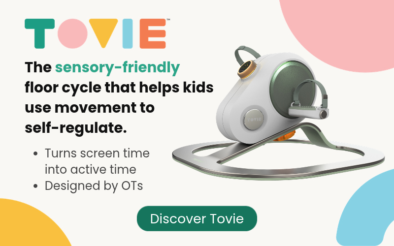 Tovie is a compact floor cycle designed to provide proprioceptive input through movement, helping children support self-regulation during learning and play.